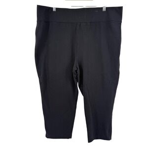 LOGO Lori Goldstein Black Cropped Pants Size 1XP Cotton Spandex Comfort Stretch